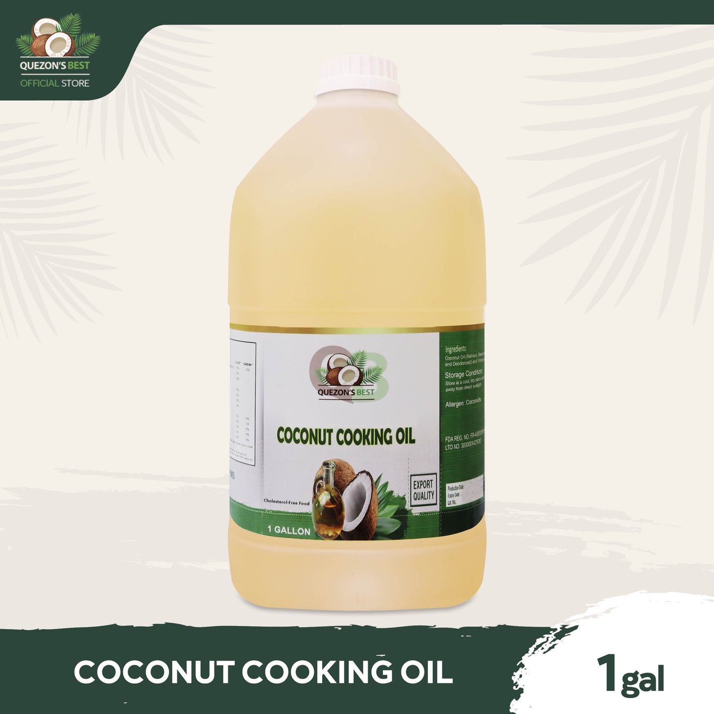 Quezon's Best Coconut Cooking Oil 1 Gallon